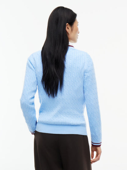 Tommy Hilfiger Cable Knit Tipped Crewneck Sweater