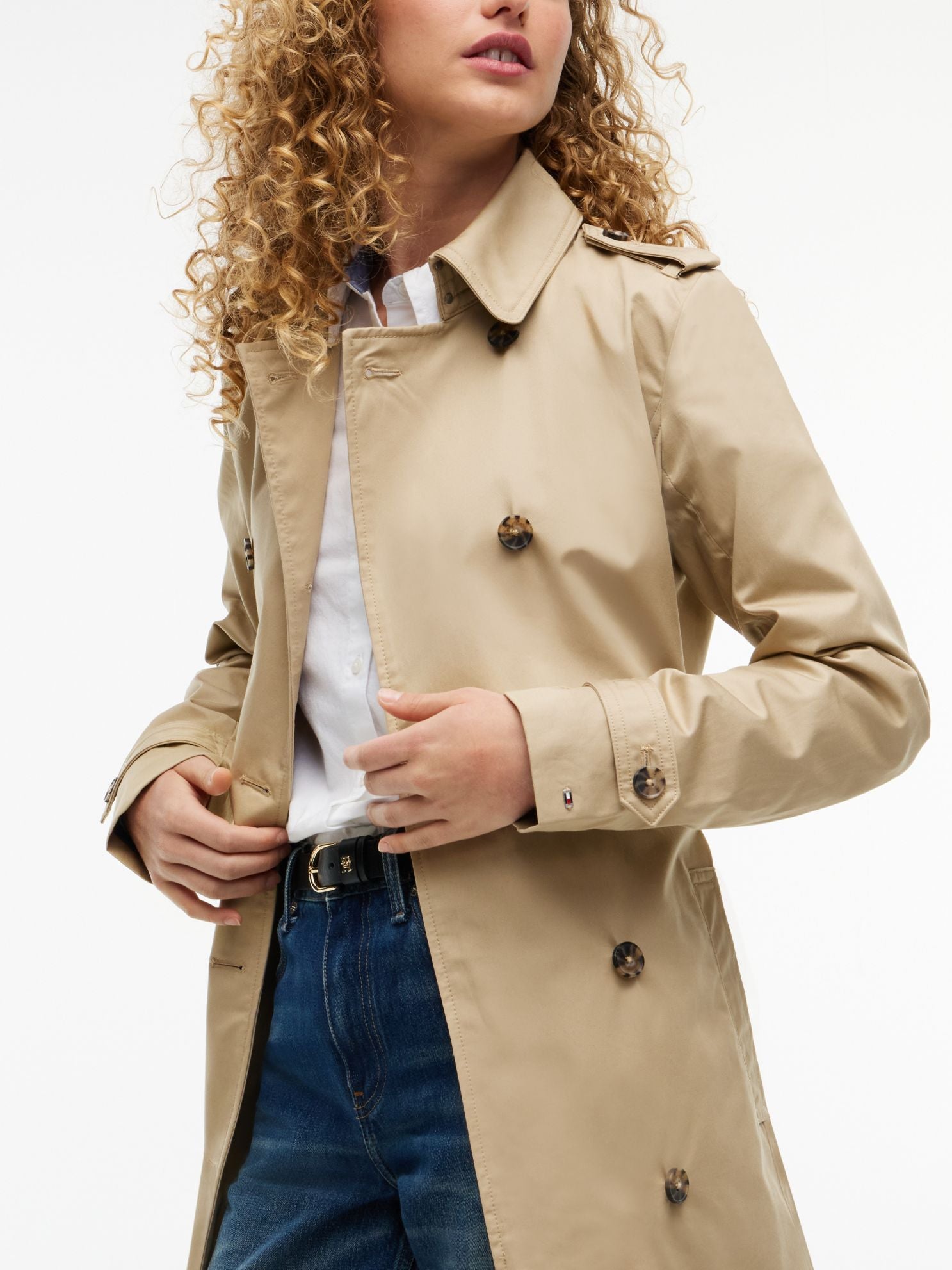 Tommy Hilfiger Double-Breasted Belted Trench Coat