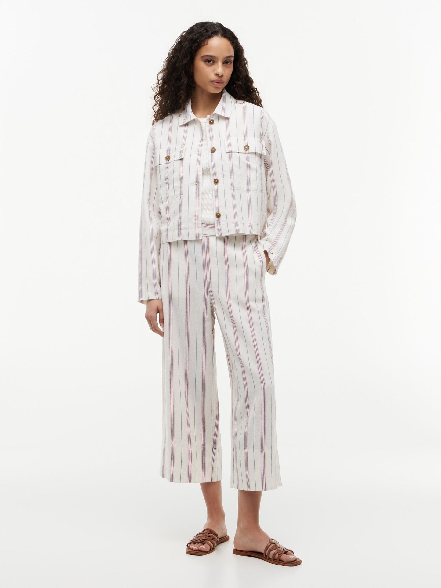 Tommy Hilfiger Linen-Blend Cropped Shirt Jacket
