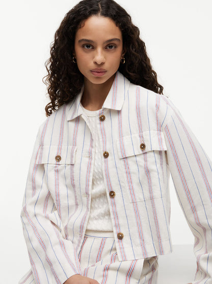 Tommy Hilfiger Linen-Blend Cropped Shirt Jacket