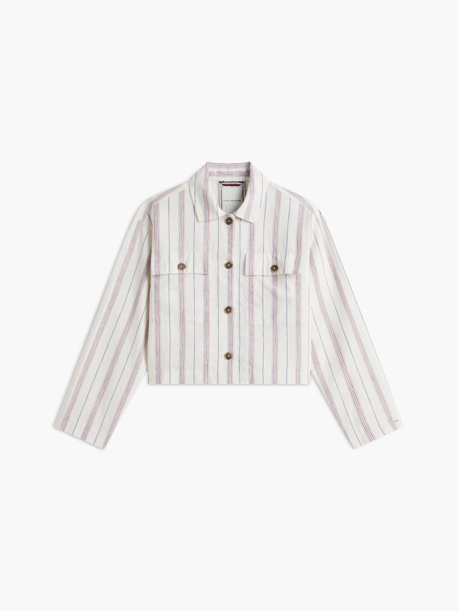 Tommy Hilfiger Linen-Blend Cropped Shirt Jacket