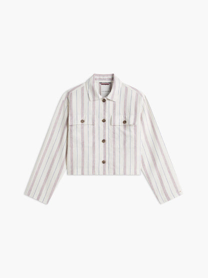 Tommy Hilfiger Linen-Blend Cropped Shirt Jacket