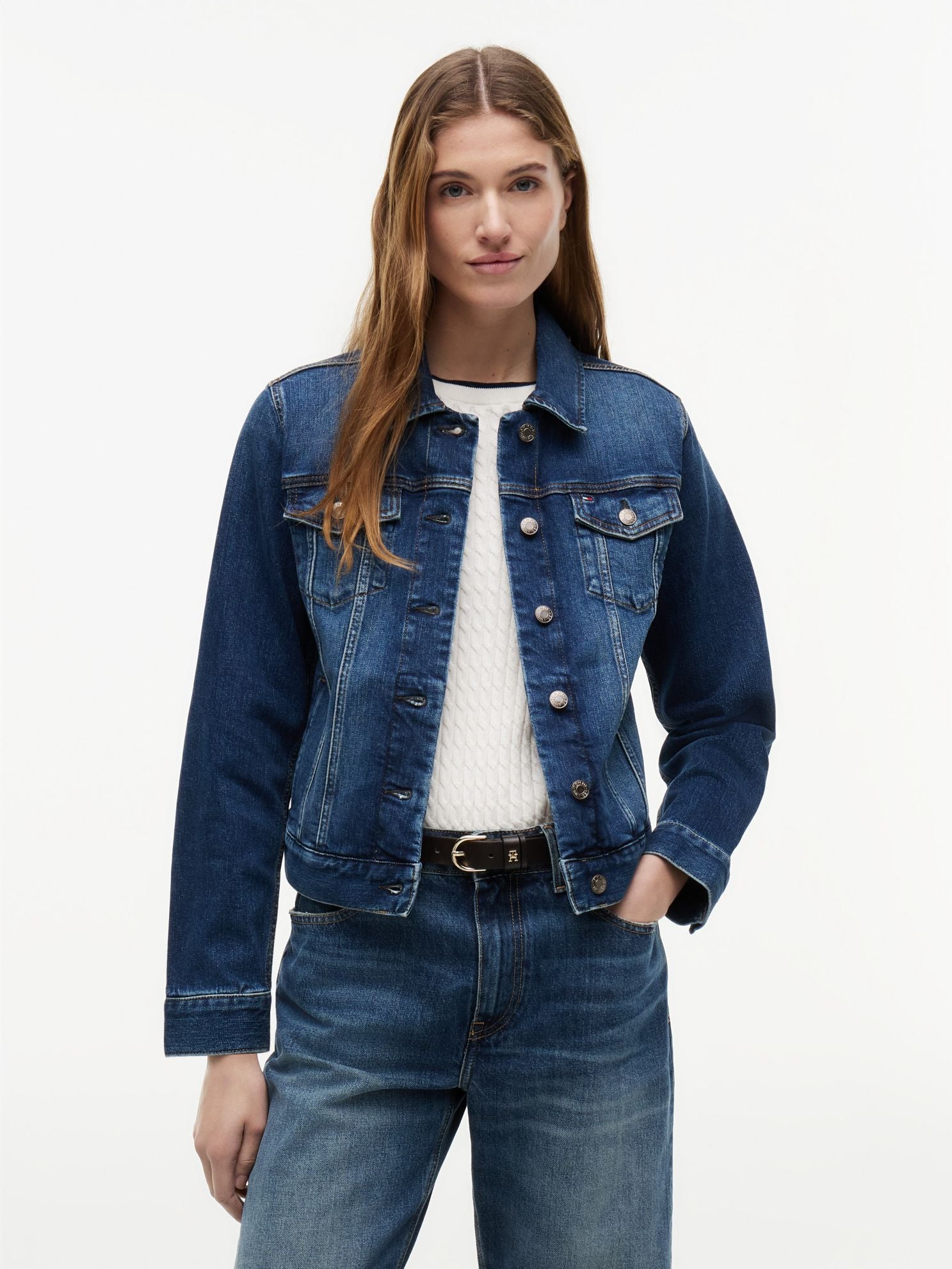 Tommy Hilfiger Slim Fit Dark Wash Stretch-Denim Jacket
