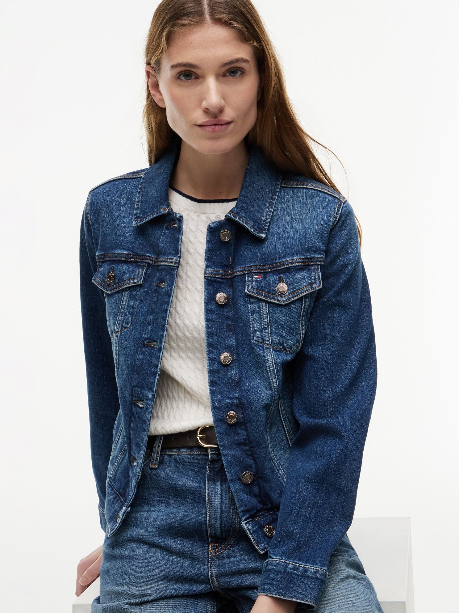 Tommy Hilfiger Slim Fit Dark Wash Stretch-Denim Jacket