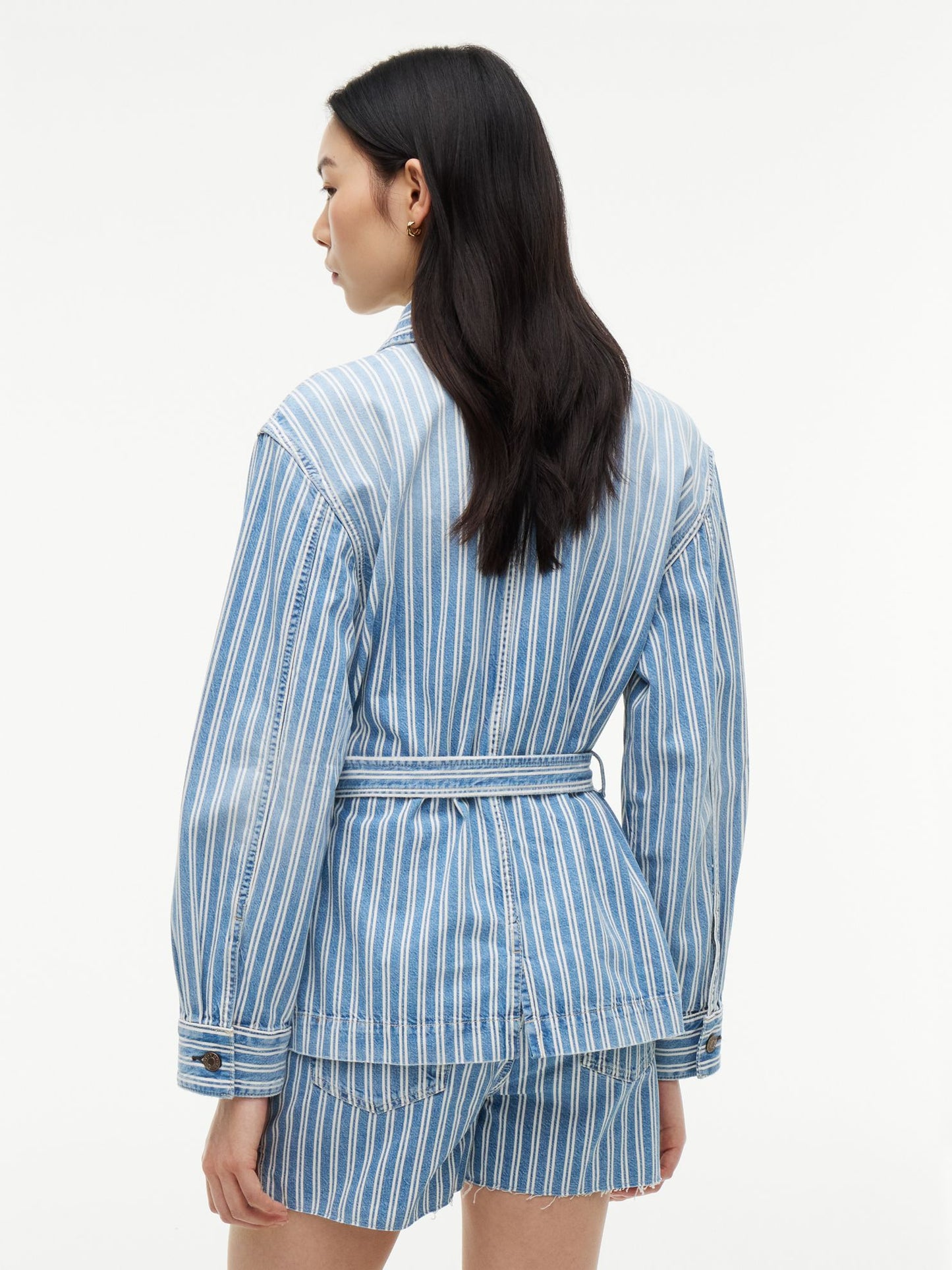 Tommy Hilfiger Railroad Stripe Belted Denim Jacket