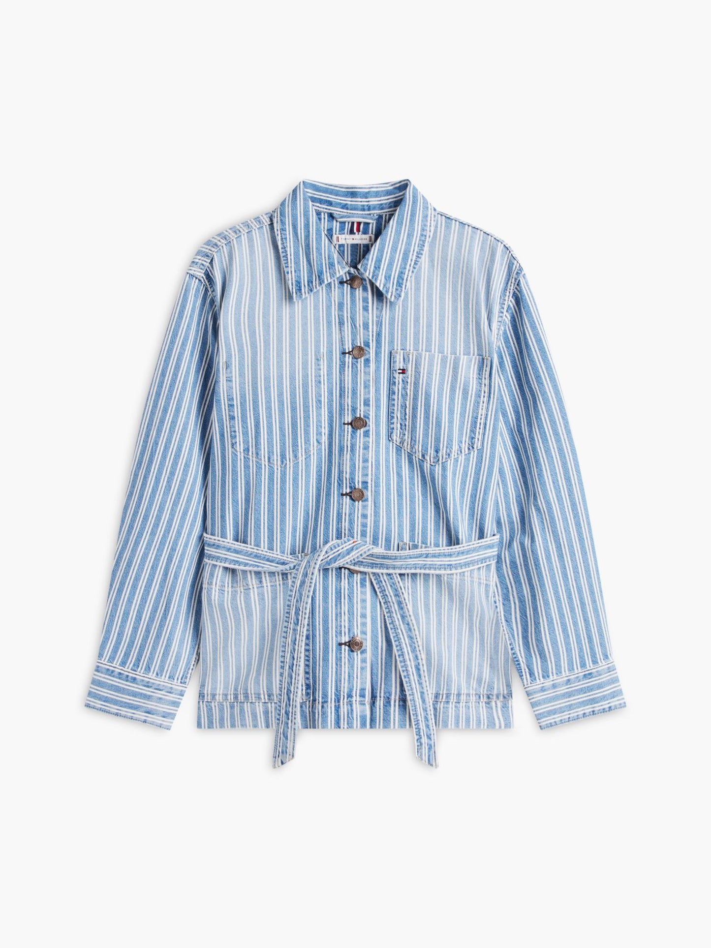 Tommy Hilfiger Railroad Stripe Belted Denim Jacket
