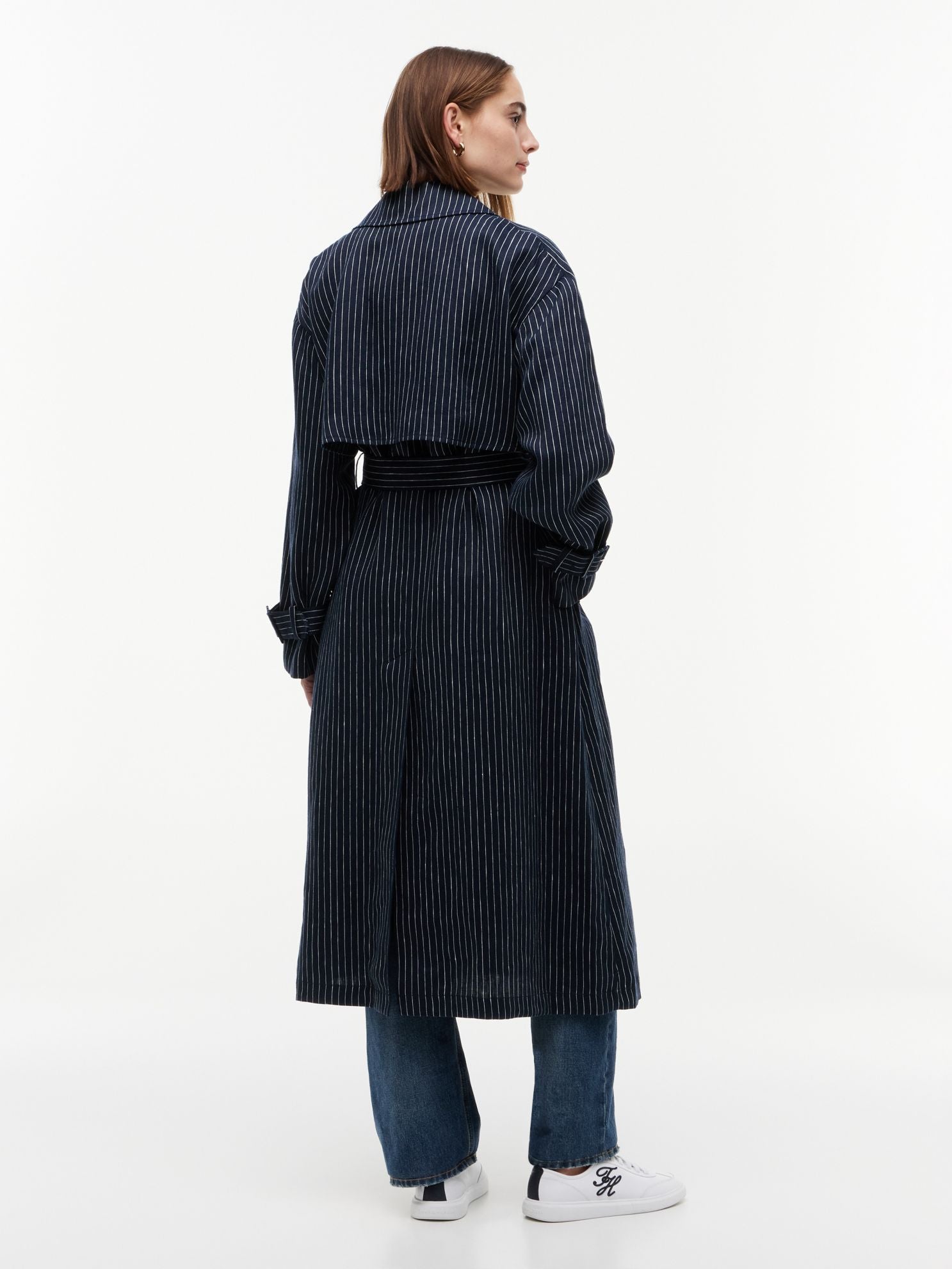 Tommy Hilfiger Striped Double-Breasted Trench Coat