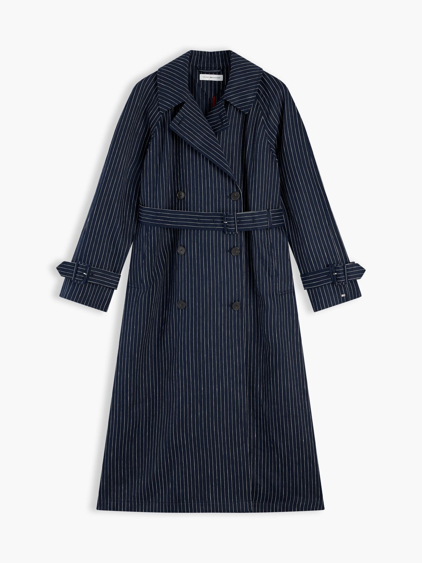 Tommy Hilfiger Striped Double-Breasted Trench Coat