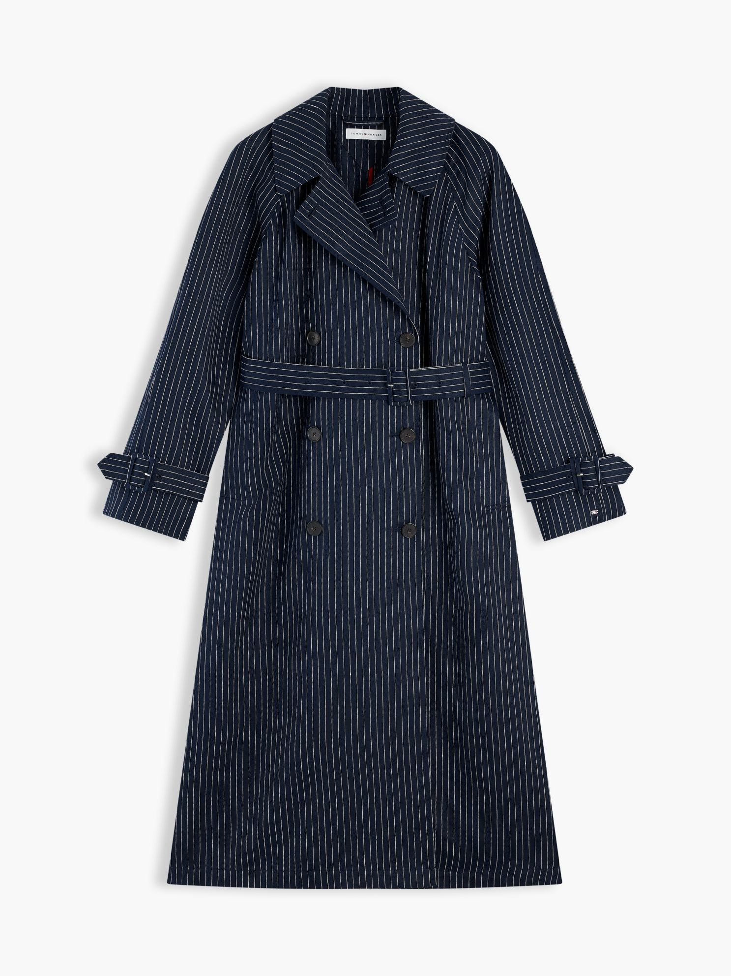 Tommy Hilfiger Striped Double-Breasted Trench Coat
