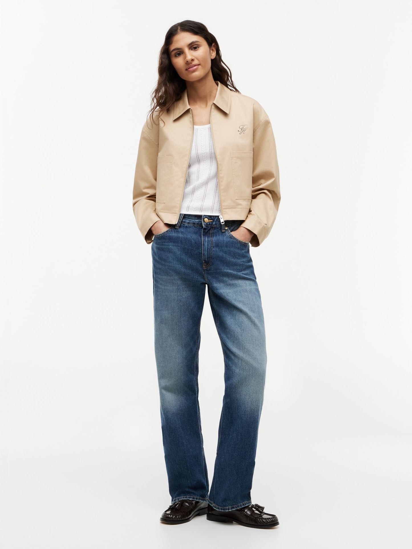 Tommy Hilfiger Script Monogram Twill Cropped Jacket