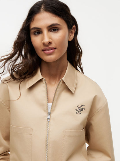 Tommy Hilfiger Script Monogram Twill Cropped Jacket