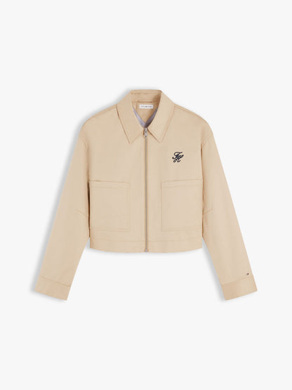 Tommy Hilfiger Script Monogram Twill Cropped Jacket