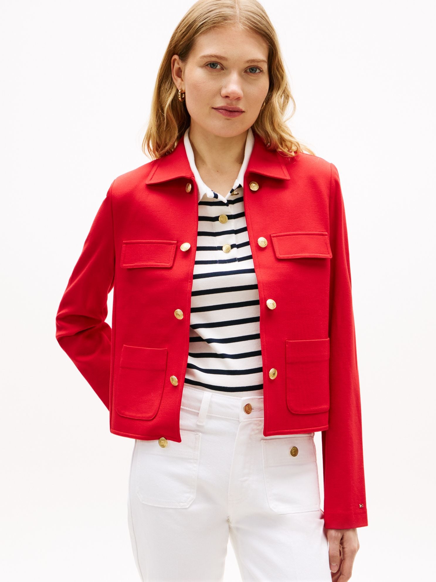 Tommy Hilfiger Gold-Button Ponte Multi-Pocket Jacket
