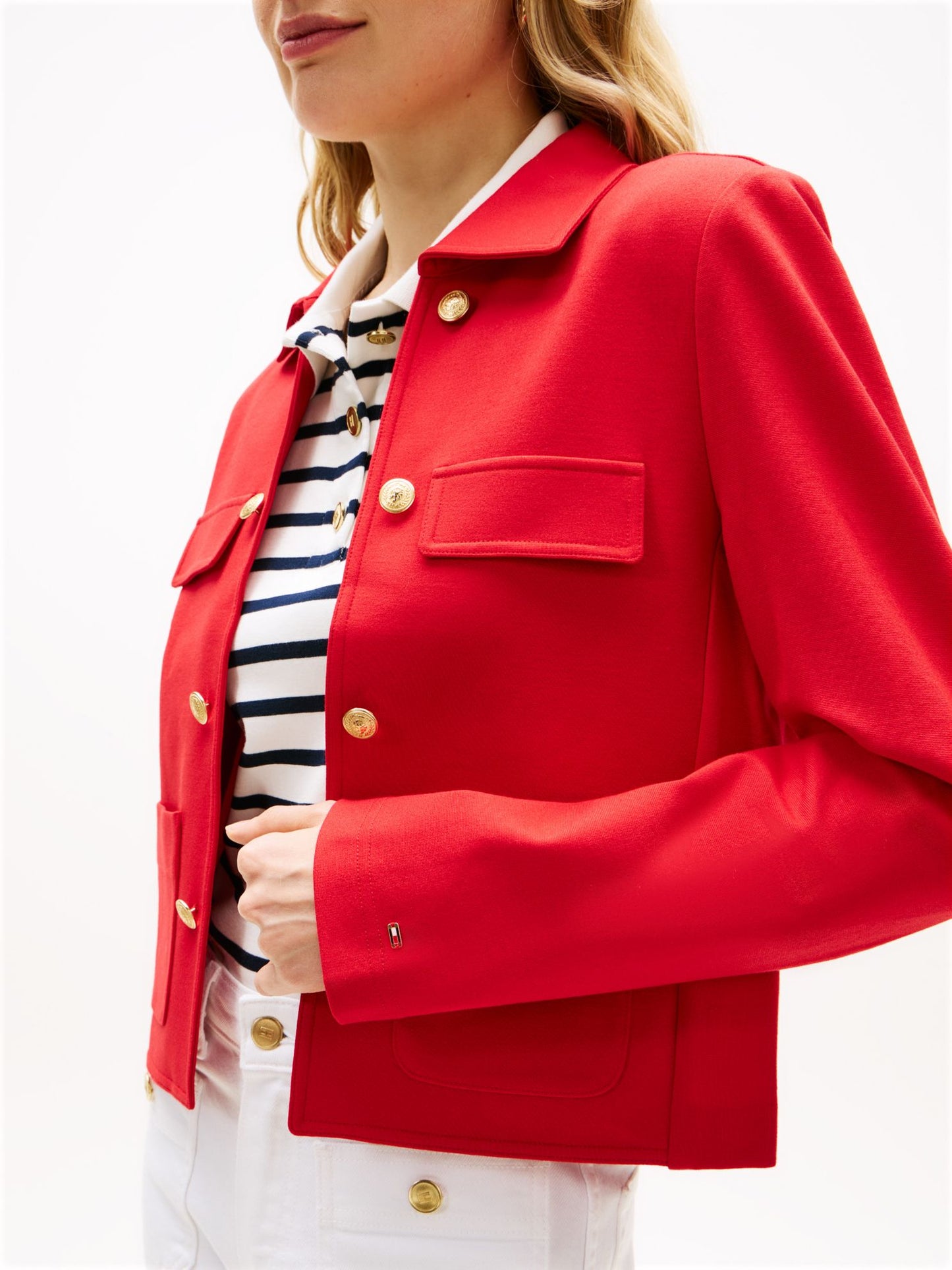 Tommy Hilfiger Gold-Button Ponte Multi-Pocket Jacket