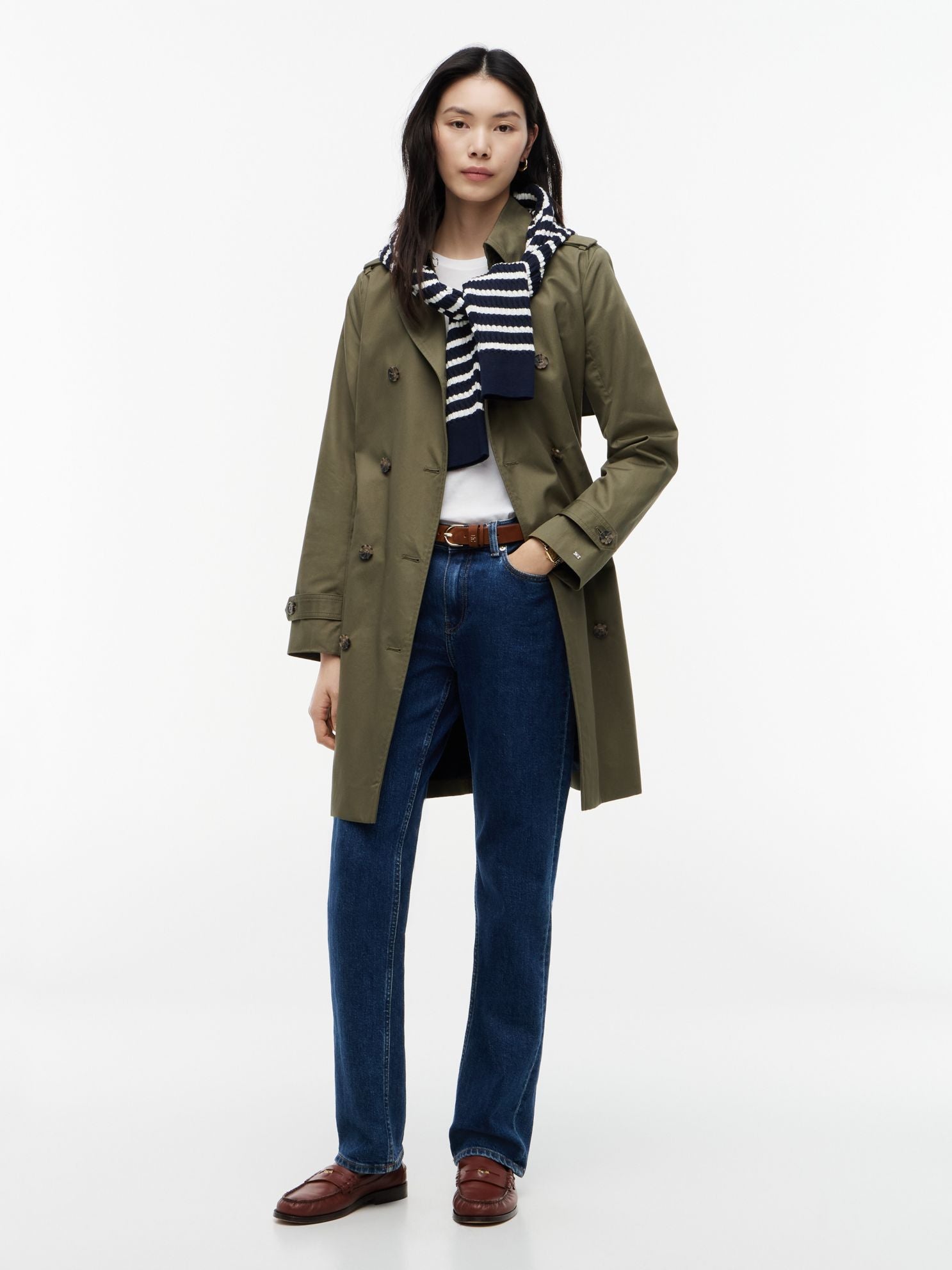 Tommy Hilfiger Double-Breasted Belted Trench Coat