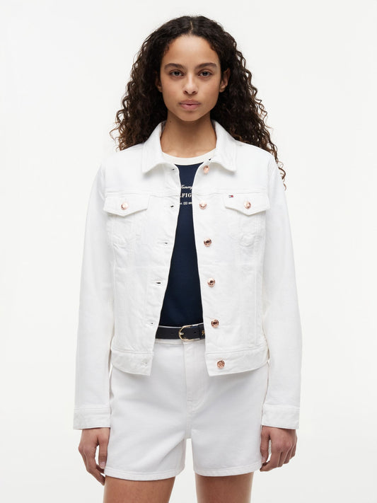 Tommy Hilfiger Slim Fit White Stretch-Denim Jacket