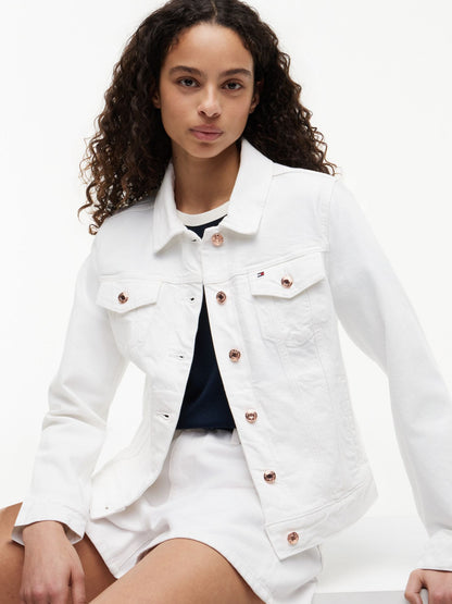 Tommy Hilfiger Slim Fit White Stretch-Denim Jacket