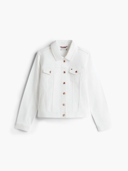 Tommy Hilfiger Slim Fit White Stretch-Denim Jacket