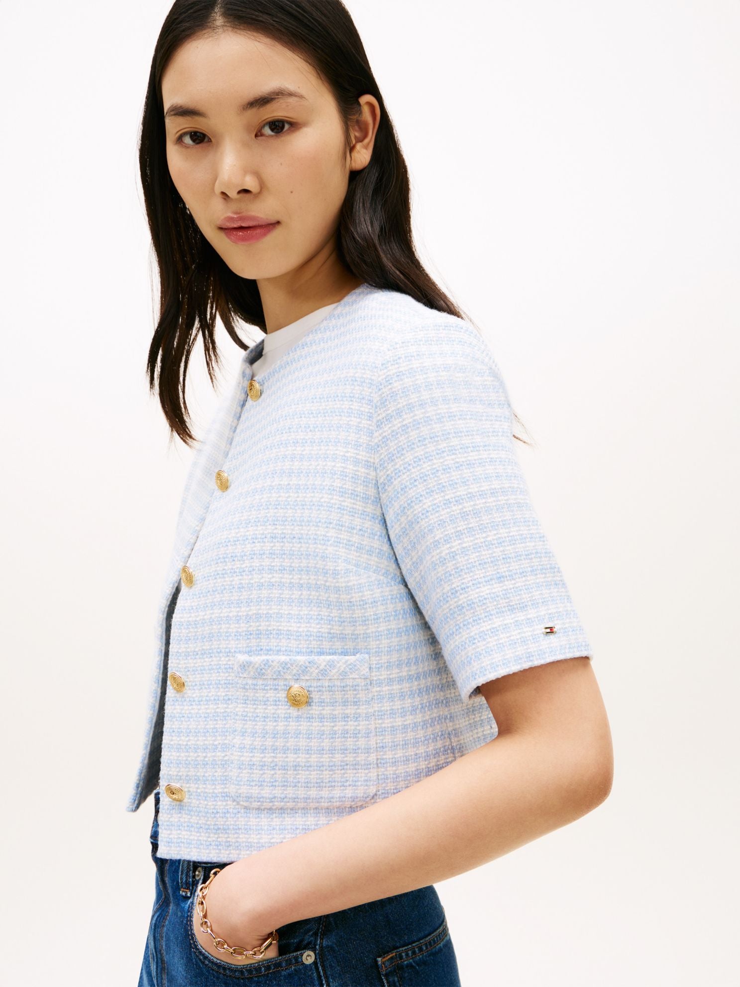Tommy Hilfiger Short-Sleeve Tweed Lady Jacket