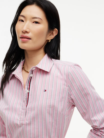 Tommy Hilfiger Belted Striped Oxford Shirtdress