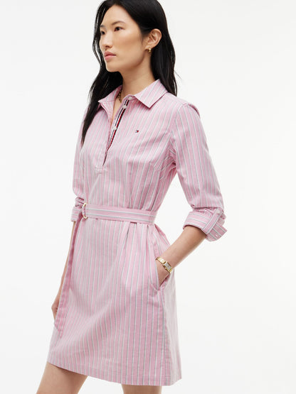 Tommy Hilfiger Belted Striped Oxford Shirtdress