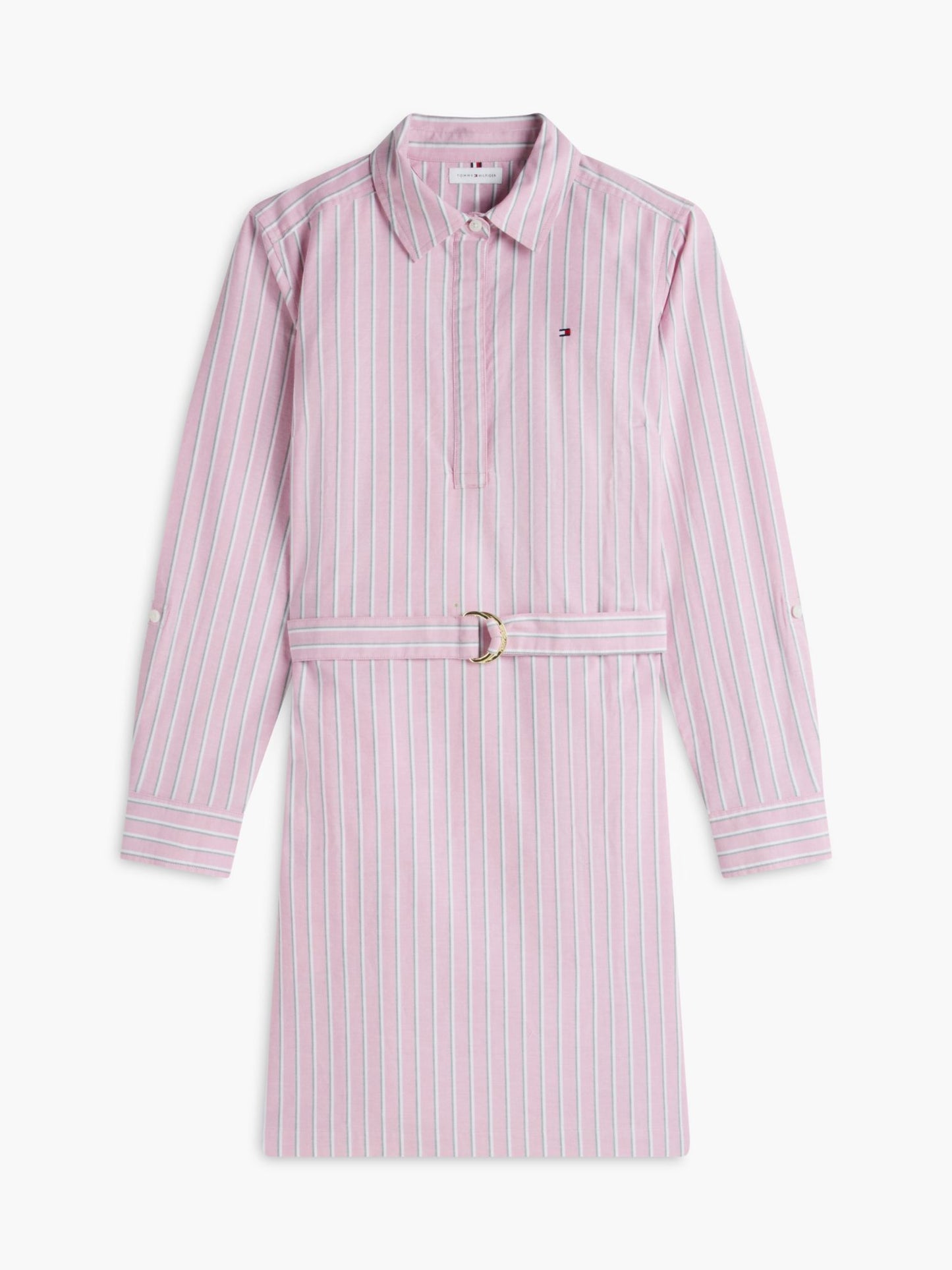 Tommy Hilfiger Belted Striped Oxford Shirtdress