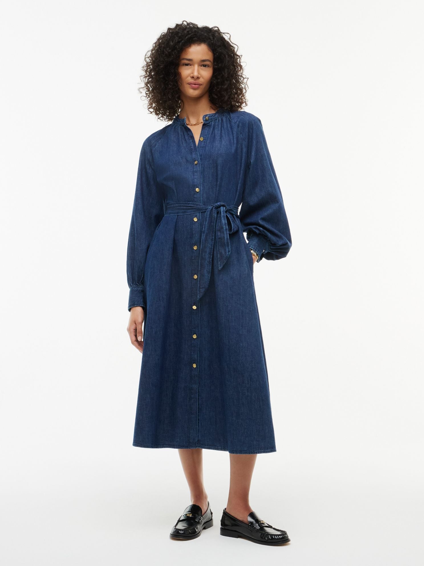 Tommy Hilfiger Belted Denim Midi Dress