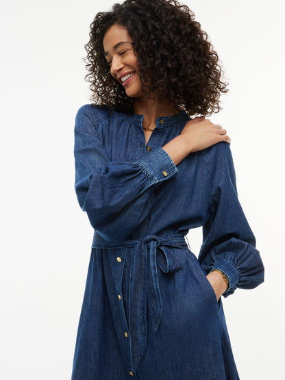 Tommy Hilfiger Belted Denim Midi Dress