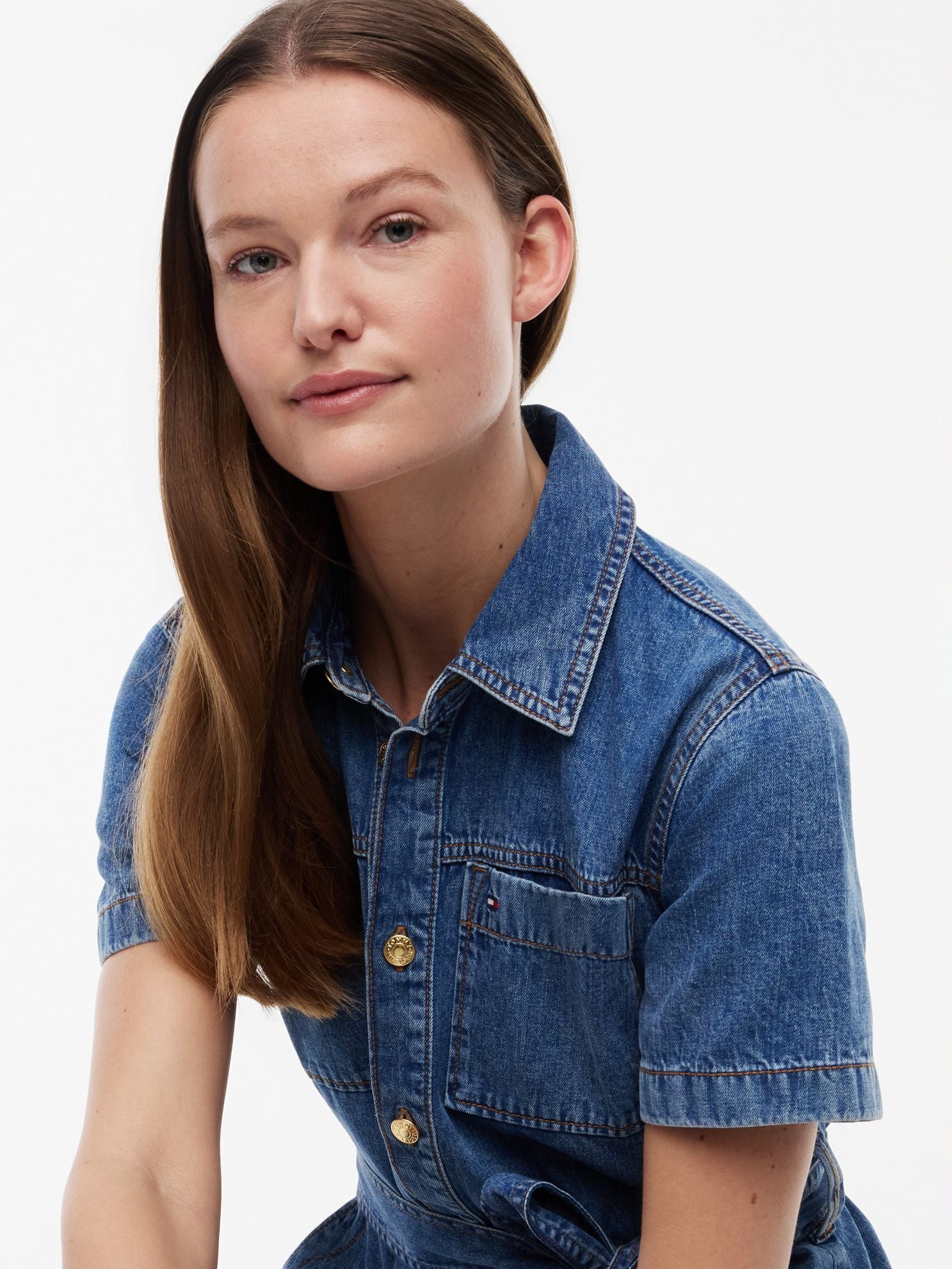 Tommy Hilfiger Belted Chambray Utility Shirtdress