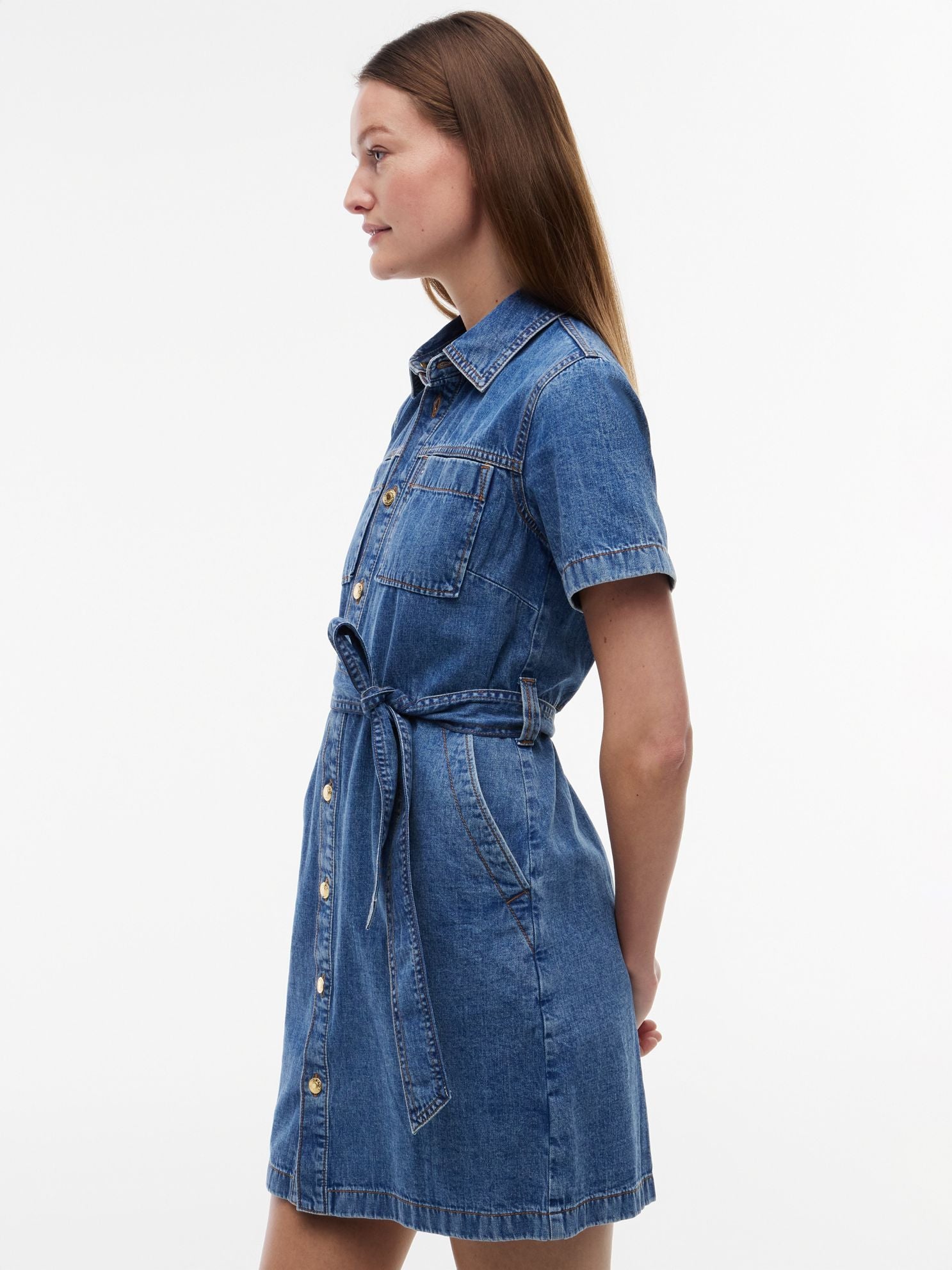Tommy Hilfiger Belted Chambray Utility Shirtdress
