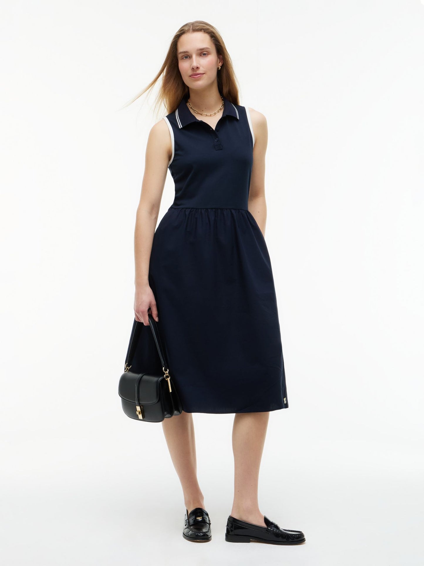 Tommy Hilfiger Mixed-Media Sleeveless Polo Midi Dress