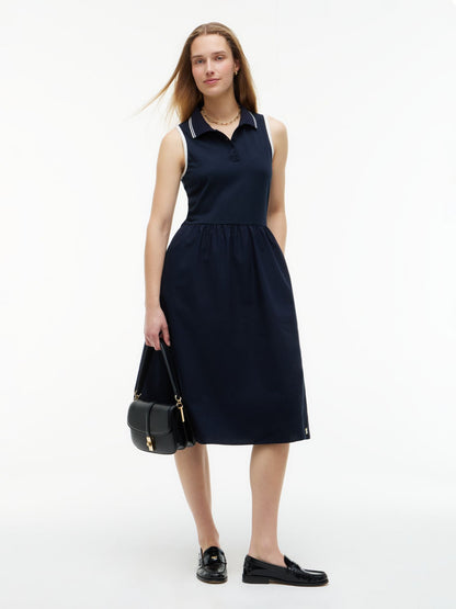 Tommy Hilfiger Mixed-Media Sleeveless Polo Midi Dress