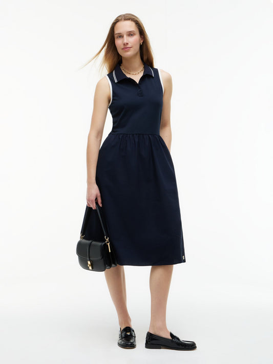 Tommy Hilfiger Mixed-Media Sleeveless Polo Midi Dress