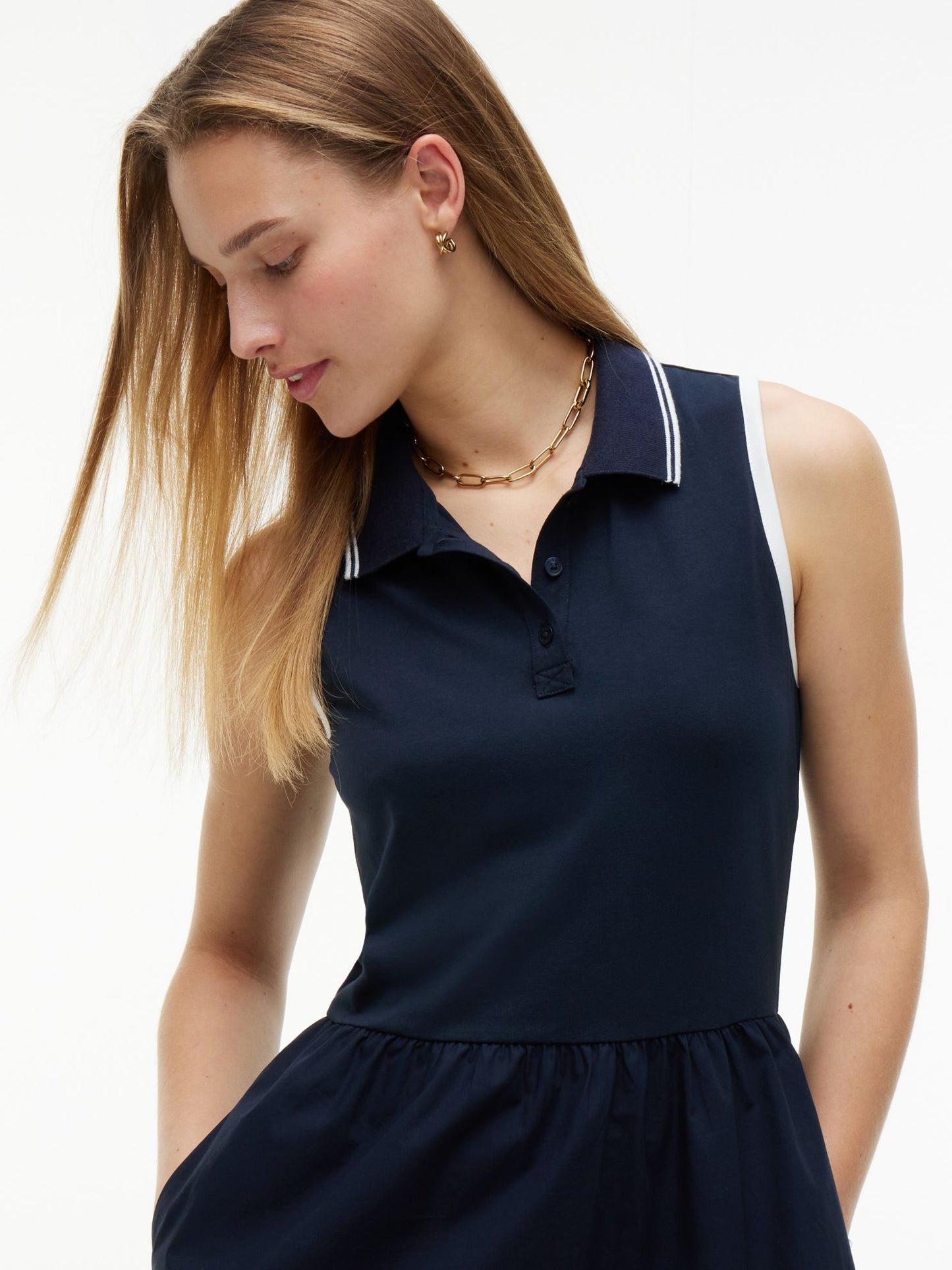 Tommy Hilfiger Mixed-Media Sleeveless Polo Midi Dress