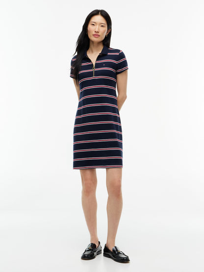 Tommy Hilfiger Striped Quarter-Zip Polo Dress