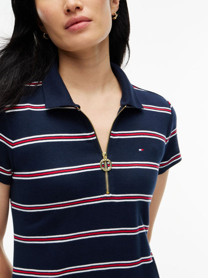 Tommy Hilfiger Striped Quarter-Zip Polo Dress