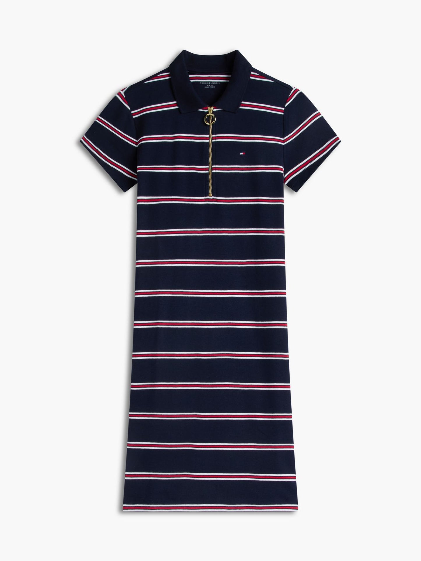 Tommy Hilfiger Striped Quarter-Zip Polo Dress