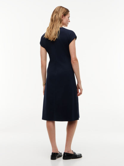 Tommy Hilfiger Gold-Button Interlock Midi Dress