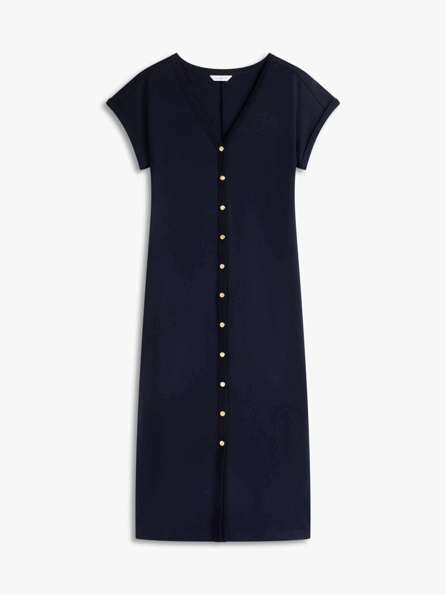 Tommy Hilfiger Gold-Button Interlock Midi Dress