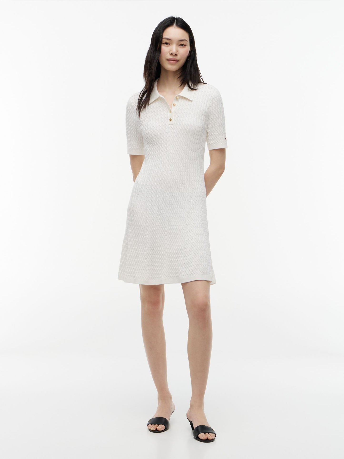 Tommy Hilfiger Short-Sleeve Cable Knit Polo Mini Dress