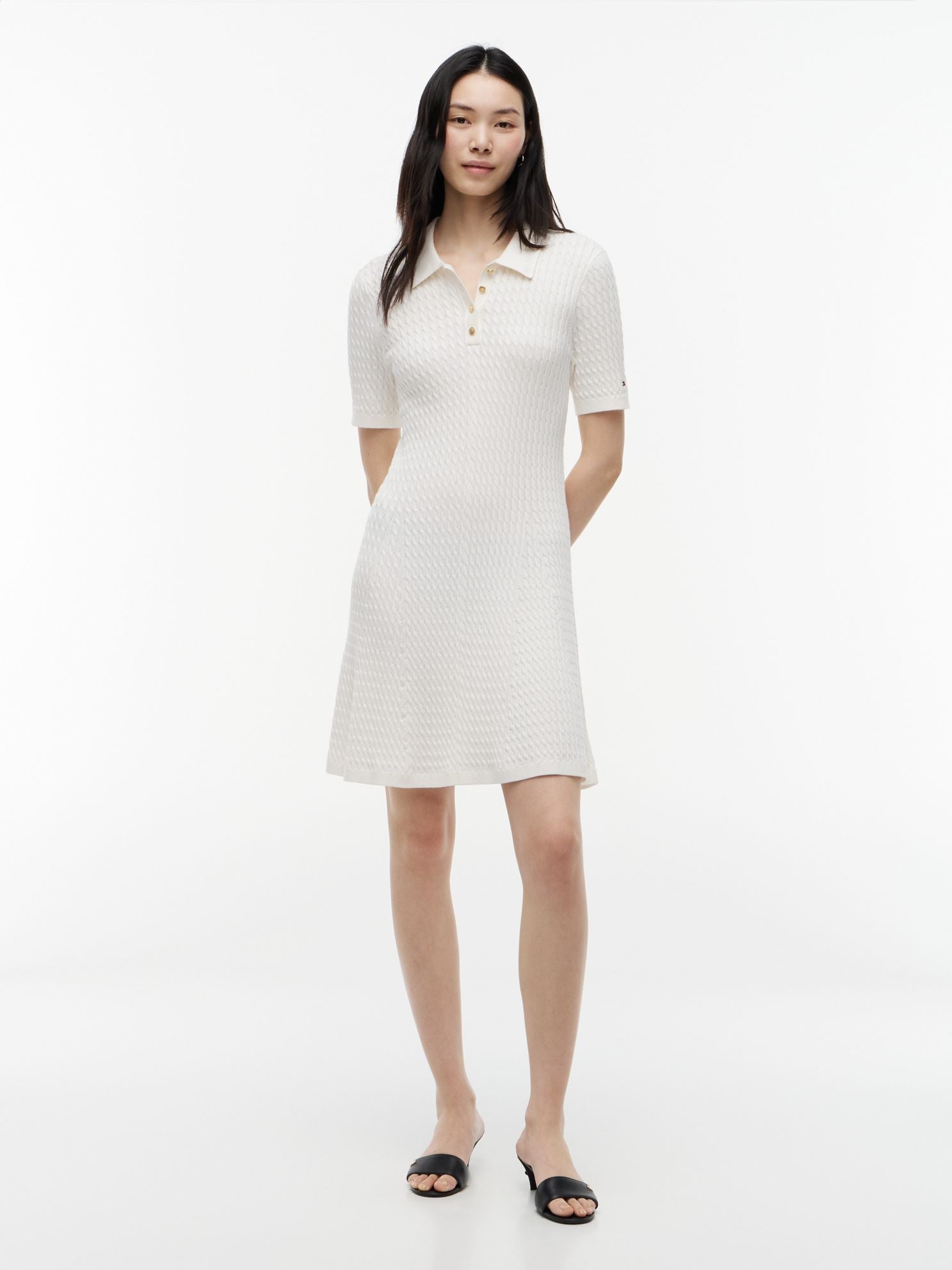 Tommy Hilfiger Short-Sleeve Cable Knit Polo Mini Dress