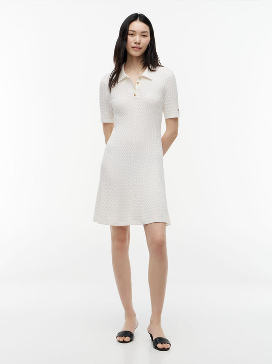 Tommy Hilfiger Short-Sleeve Cable Knit Polo Mini Dress