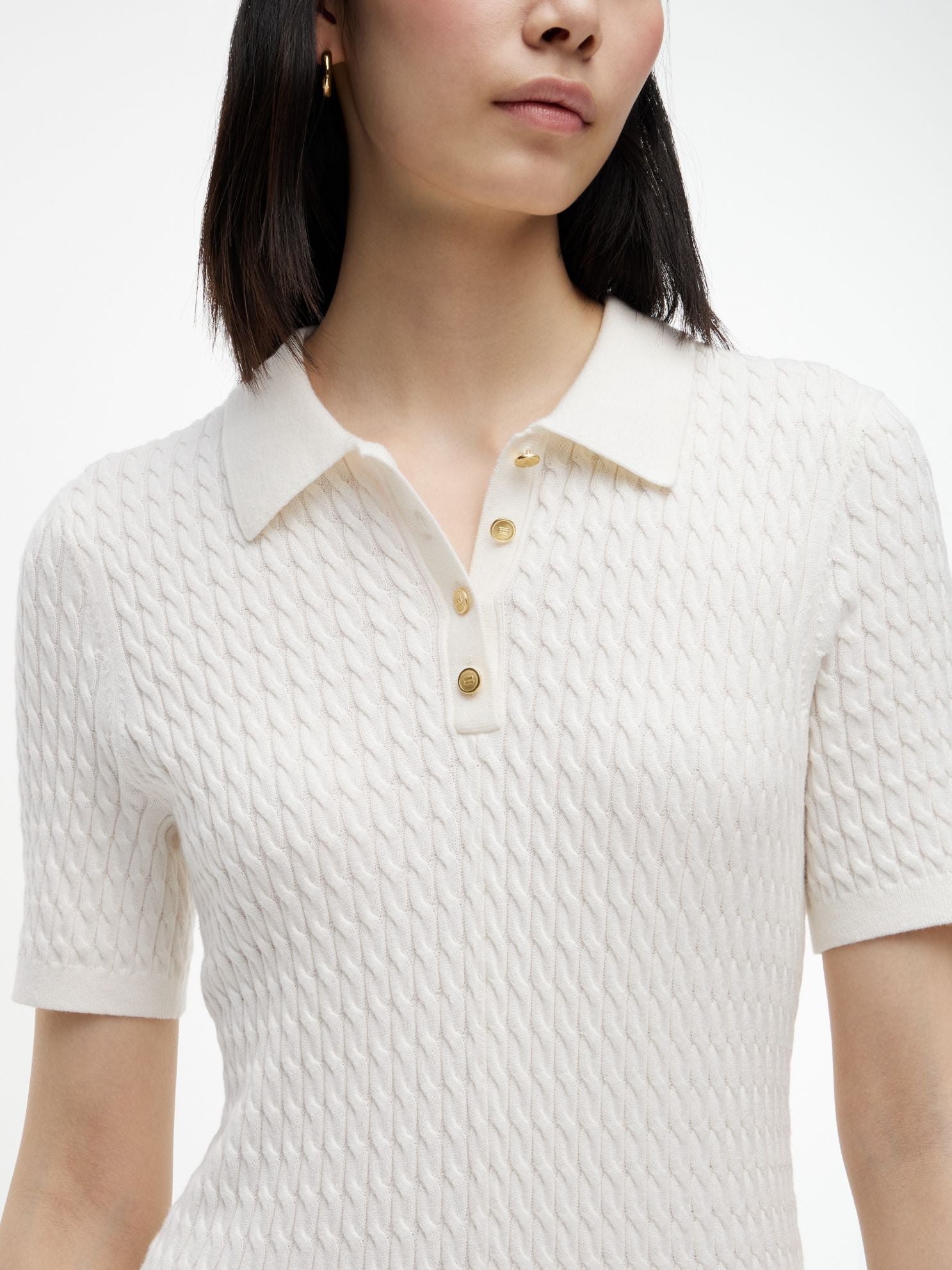 Tommy Hilfiger Short-Sleeve Cable Knit Polo Mini Dress