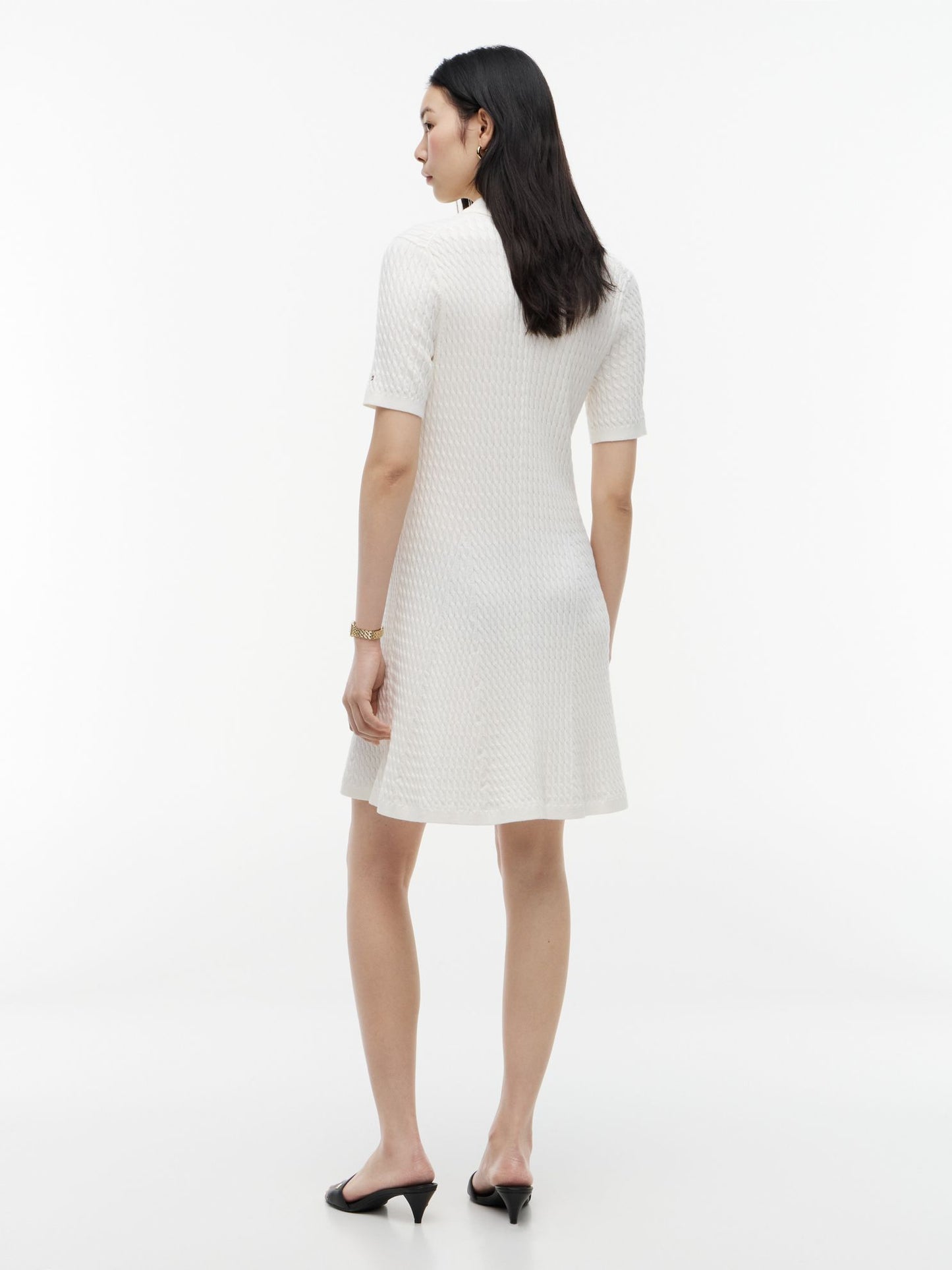 Tommy Hilfiger Short-Sleeve Cable Knit Polo Mini Dress