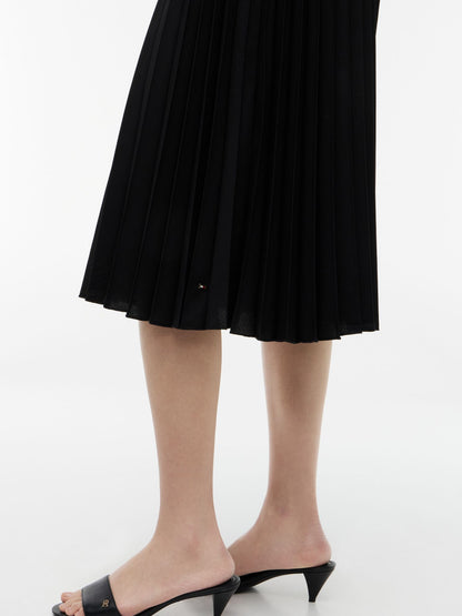 Tommy Hilfiger Mixed-Media Pleated Midi Dress