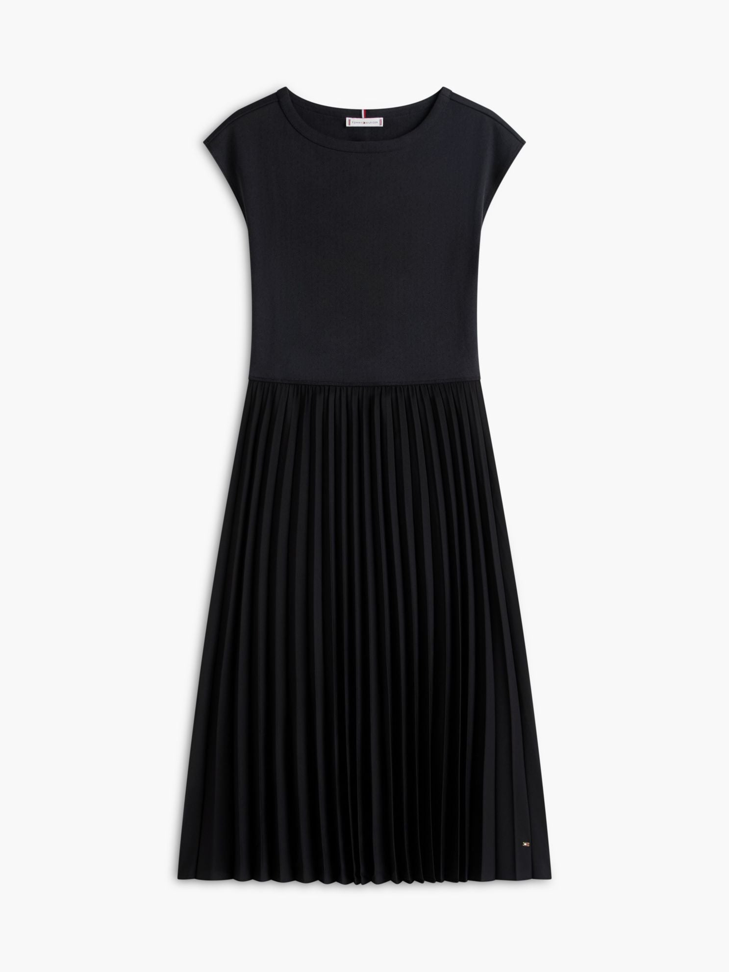 Tommy Hilfiger Mixed-Media Pleated Midi Dress