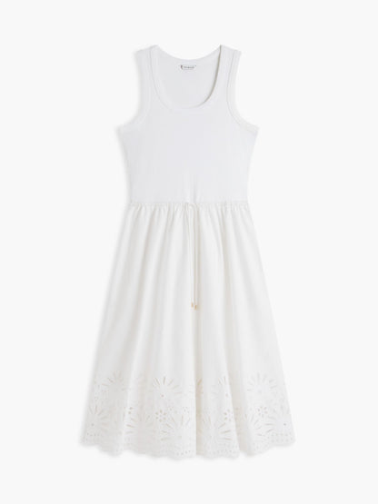 Tommy Hilfiger Embroidered Eyelet Mixed-Media Dress