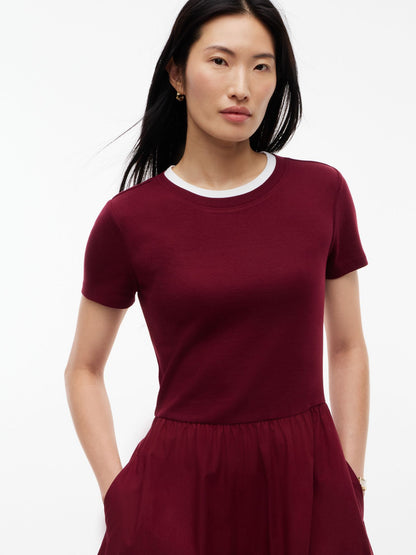 Tommy Hilfiger Mixed-Media T-Shirt Midi Dress