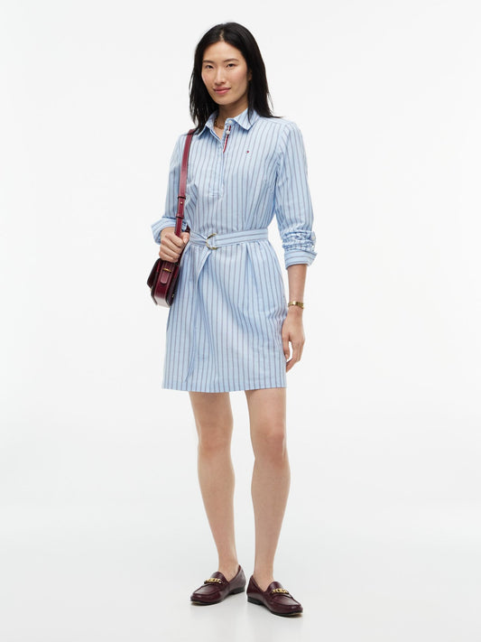 Tommy Hilfiger Belted Striped Oxford Shirtdress
