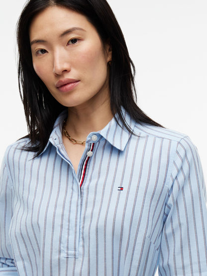 Tommy Hilfiger Belted Striped Oxford Shirtdress